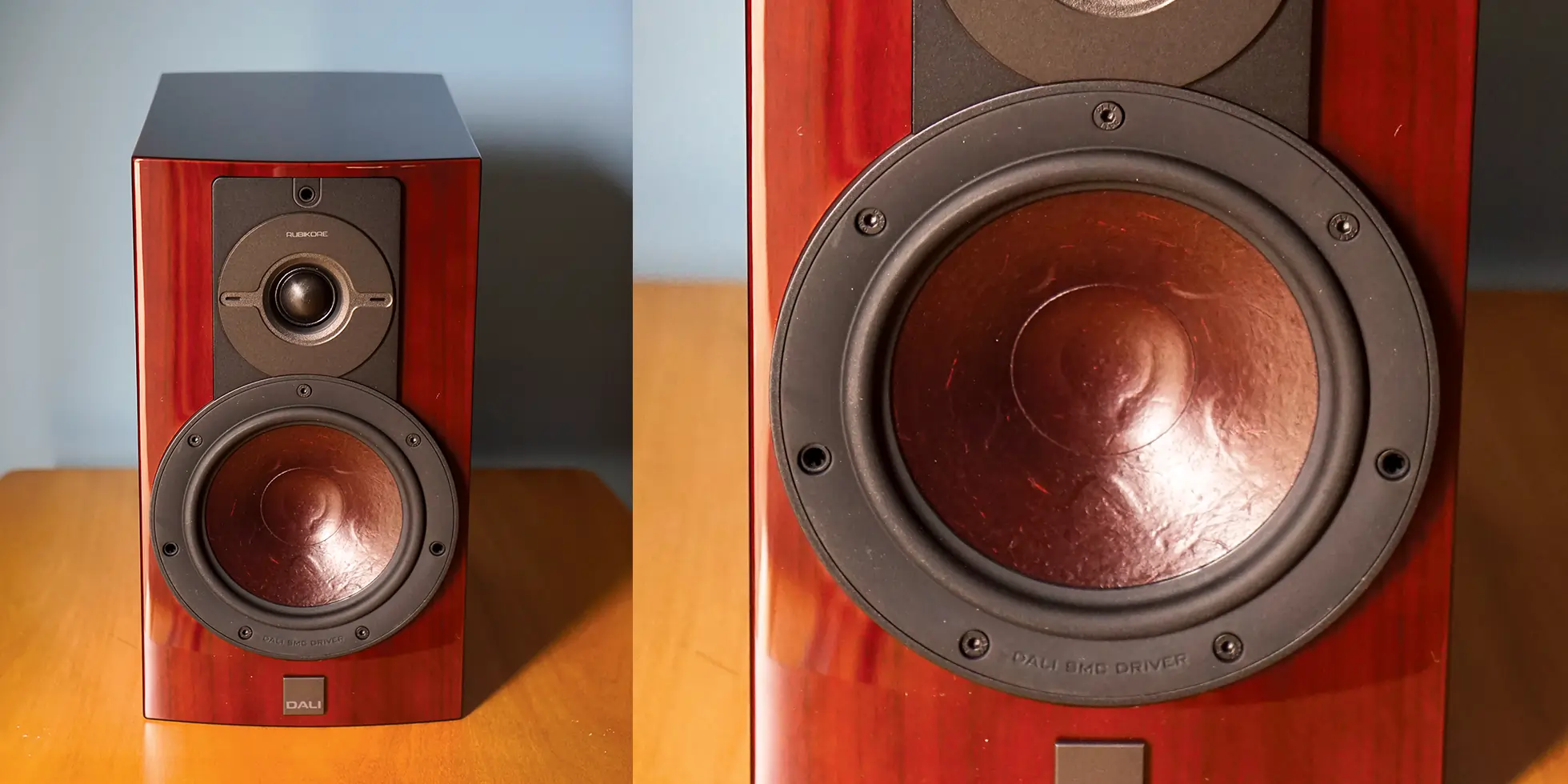 dali rubikore 2 hifi loudspeakers afar and close-up drivers