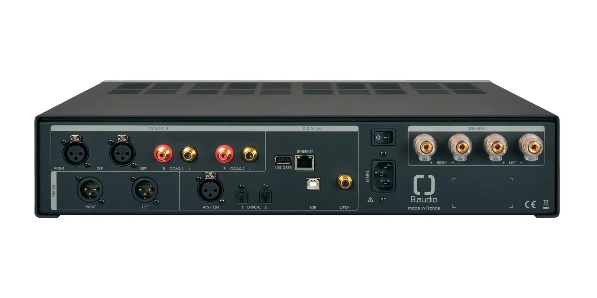 B.audio alpha one hifi DAC rear view of the chassis