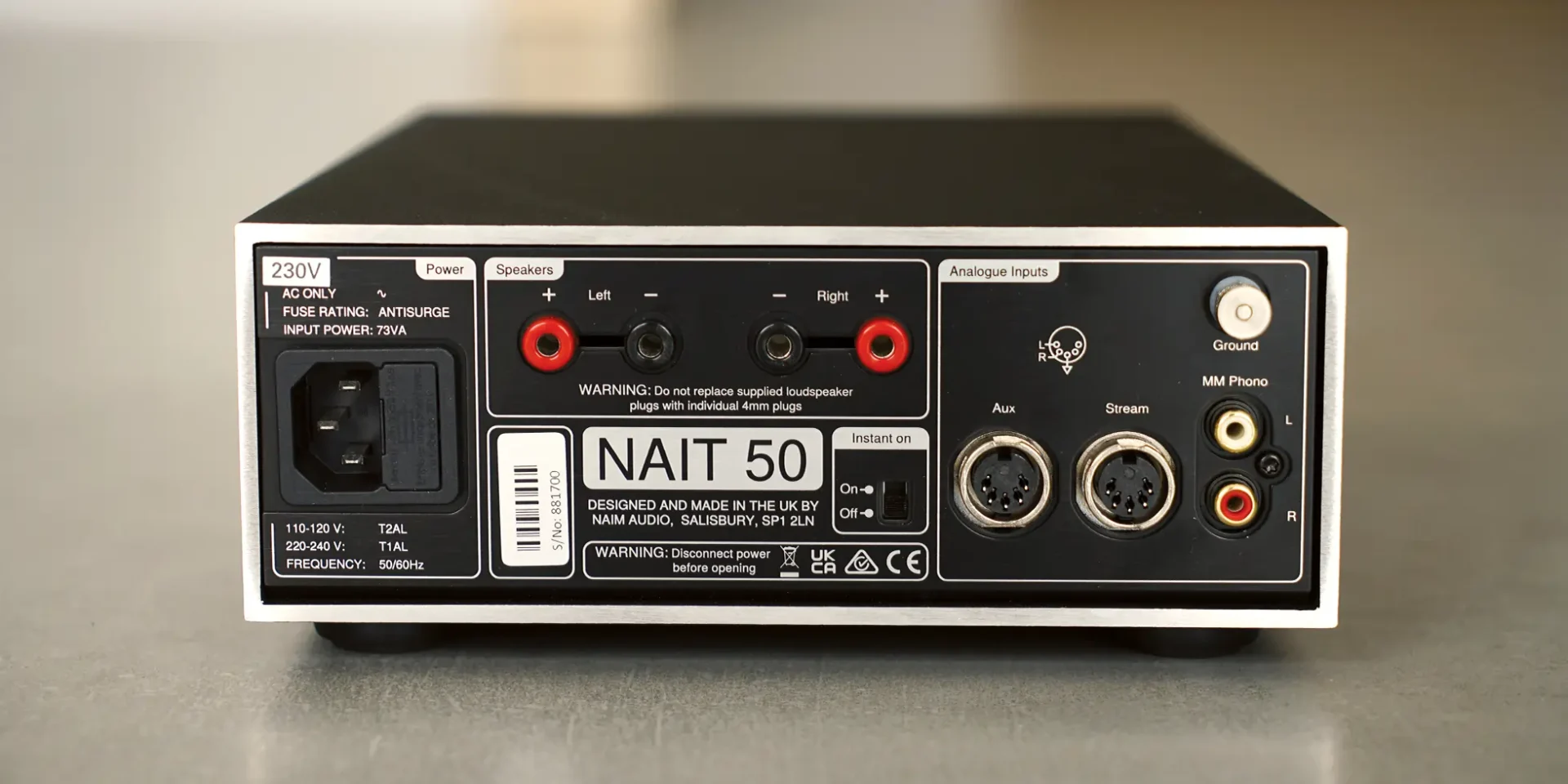 NAIM NAIT 50 Integrated Hifi Amplifier view rear view of the chassis