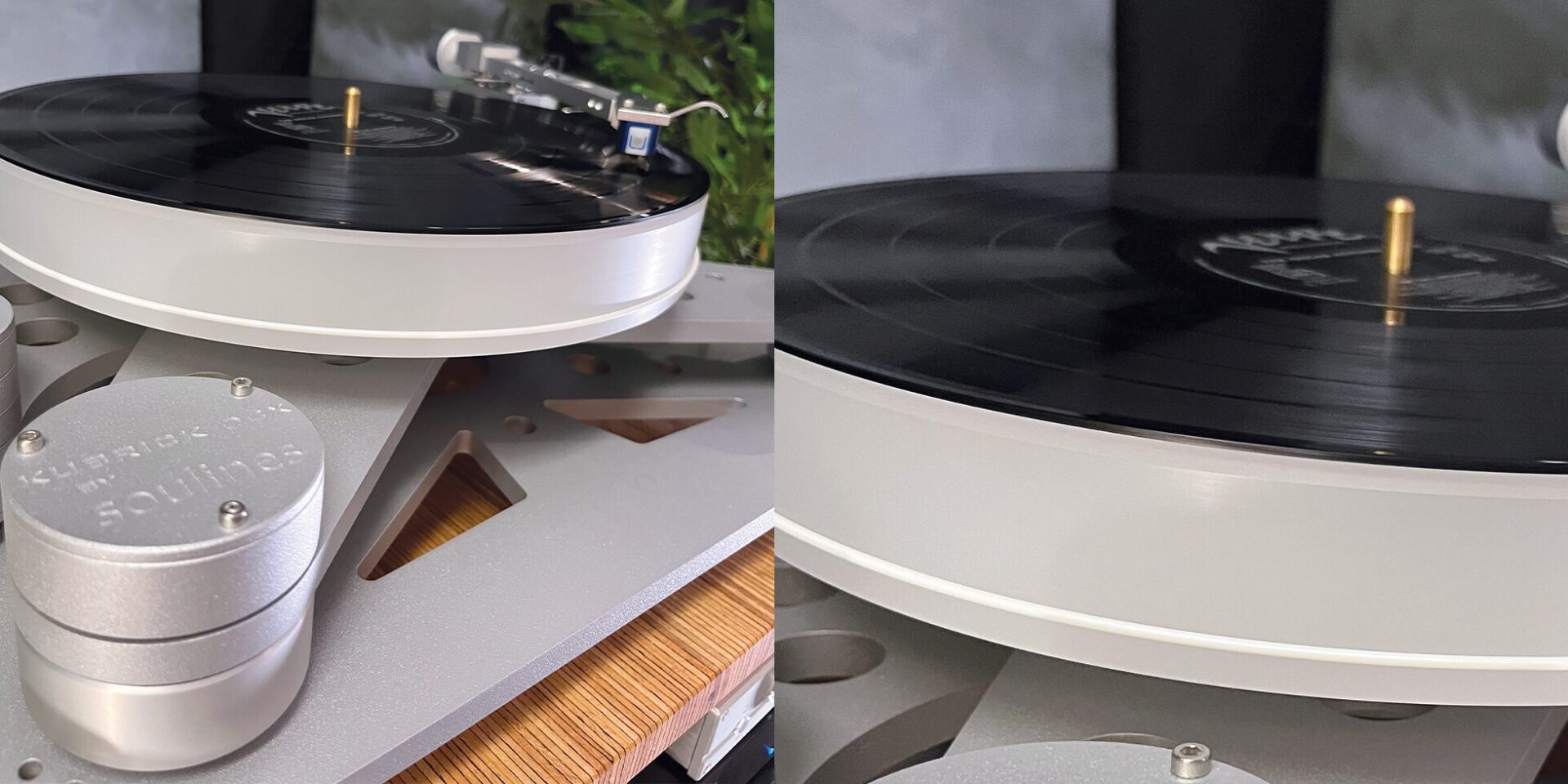 SOULINES Kubrick DCX hifi turntable close-up pod with logo