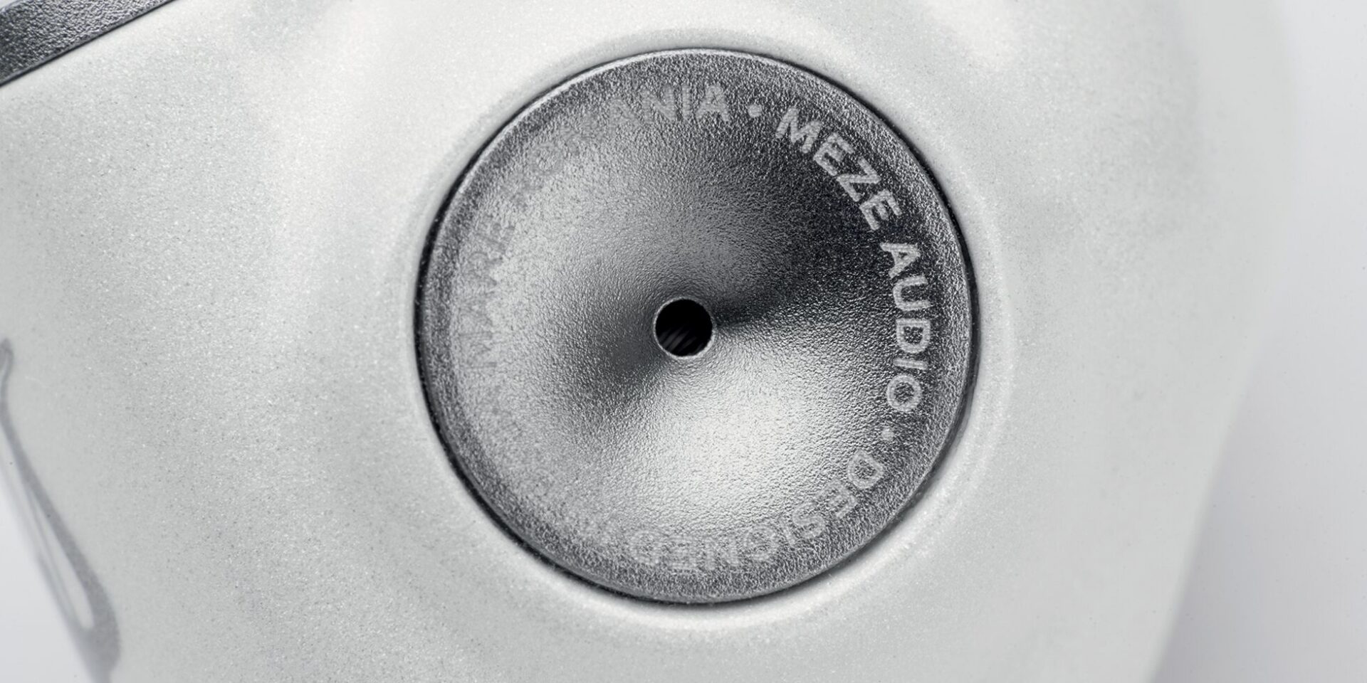 meze alba hifi headphones cinematic close-up logo of the brand